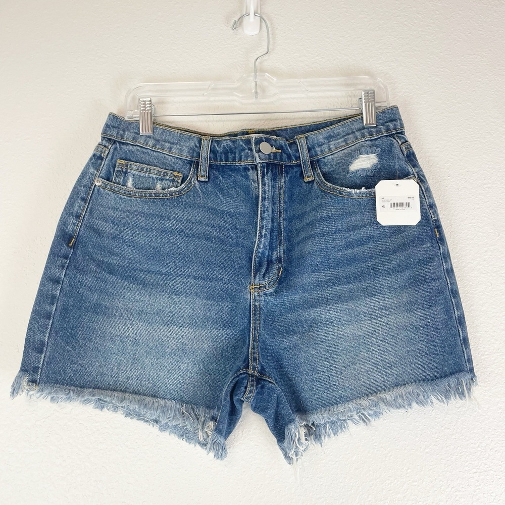 Altar'd State Denim Shorts Large Raw Hem Classic Clean Girl Timeless Blue New L